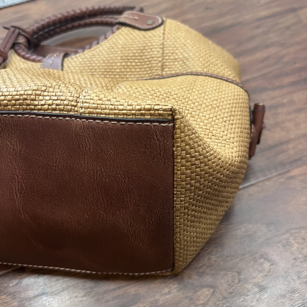 Vintage Y2K Fossil Crossbody Bag Tan‎ Woven Boho Artsy Resort Coastal Travel - Picture 5 of 14